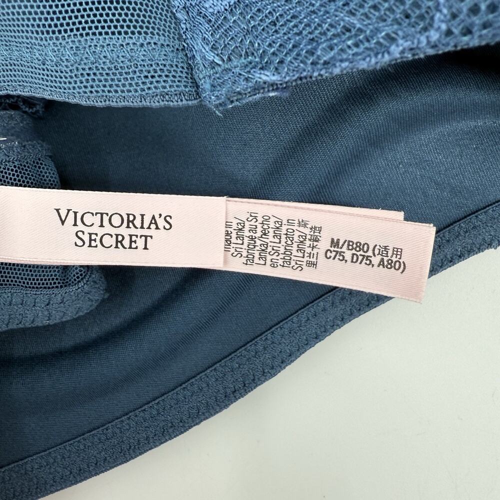 Victoria’s Secret Lace Women's Medium Lightly Lined Sexy Tee Bandeau Bra Blue - Picture 7 of 10